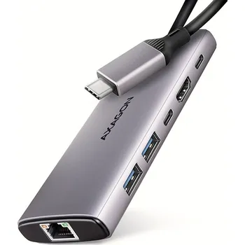 AXAGON HMC-6G2L, USB 10Gb/s hub, 2x USB-A, 1x USB-C, HDMI 4k/60, RJ-45, PD 100W, kabel USB-C 15cm