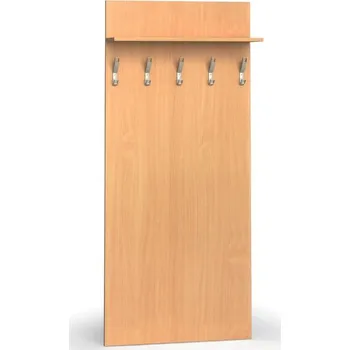 Věšák B2B Partner Věšáková stěna PRIMO WOOD, 5 háčků, police, buk