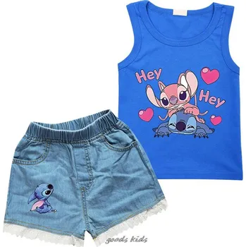 Lilo & Stitch Dívčí letní set - tílko + kraťasy s motivem "Lilo a Stitch" Barva: modrá, Velikost: 150