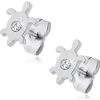 Náušnice Ocelové náušnice - želva se zirkonem