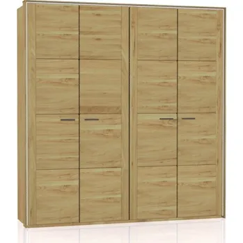 Šatní skříň Jitona Keros šatní skříň, 4 dveře, s římsou a lezénami DUB SUKATÝ přírodní lak