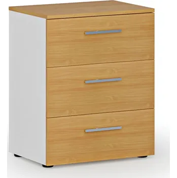 Zásuvkový kontejner B2B Partner Kancelářská komoda ke stolu PRIMO WHITE, 740 x 600 x 420 mm, bílá/buk