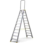 B2B Partner Oboustranné hliníkové schůdky ALVE FORTE s madlem, 2x11 stupňů, výška 2,34 m