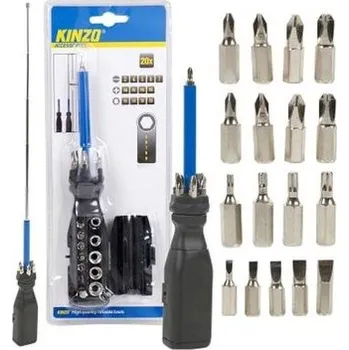 Šroubovák ŠROUBOVÁK + BITSET 20KS KINZO