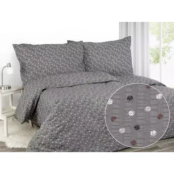 Povlečení Krepové povlečení - barevné puntíky na šedé 140x220+70x90