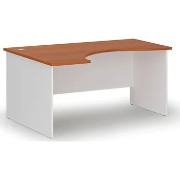 Psací stůl B2B Partner Ergonomický kancelářský psací stůl PRIMO WHITE, 160x120 cm, levý, bílá/třešeň