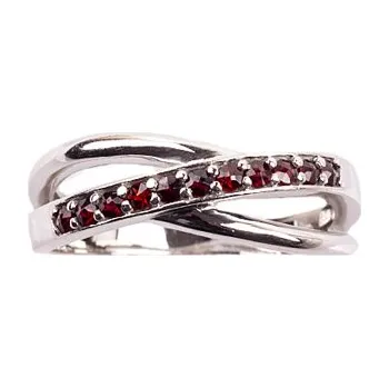 Prsten stříbrný prsten s českým granátem - linka (6270931) Velikost: 57, povrchová úprava: zlacené