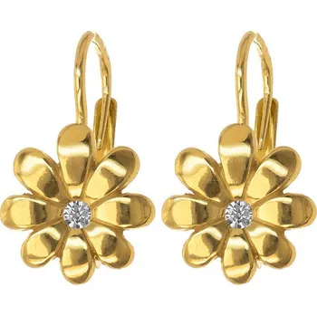 Náušnice Argento 65433 Pozlacené stříbrné náušnice - kvítek, čirý kulatý zirkon