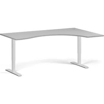 Psací stůl B2B Partner Ergonomický výškově nastavitelný stůl. 180x120 cm, 2 motory, L/P, bílá podnož, šedá
