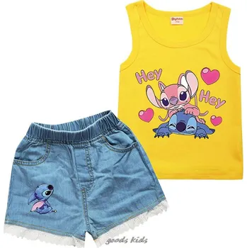 Lilo & Stitch Dívčí letní set - tílko + kraťasy s motivem "Lilo a Stitch" Barva: Žlutá, Velikost: 120