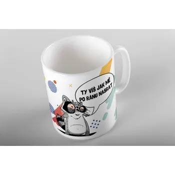 Hrnek Ty víš jak mě po ránu nas*at (Mýval) - Růžová