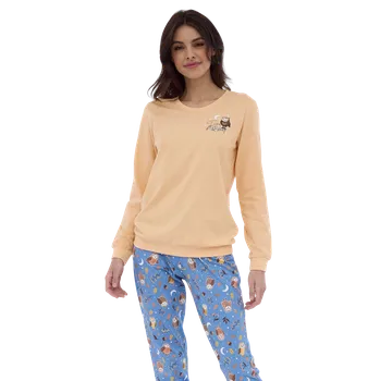 Dámské noční prádlo Dámské dlouhé pyžamo Cornette 467/373 Owls XXXL Žlutá