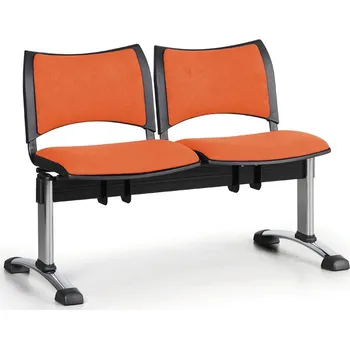 B2B Partner Čalouněné lavice do čekáren SMART, 2-sedák, oranžová, chromované nohy