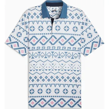 PUMA Fair Isle pánské tričko bílo-modré Velikost oblečení: L + Dárková krabička týček