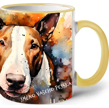 Keramický hrnek Anglický bulteriér, Barva Žlutá, Velikost 330 ml, Canvas Keramický hrnek s barevným uchem 2611