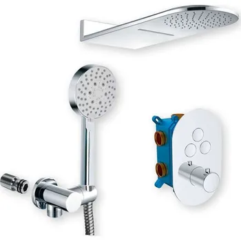 Kotel Mereo - CB60157TB2 - Sprchová sada s termostatickou podomítkovou tlačítkovou baterií - 3-cestná - oválný kryt