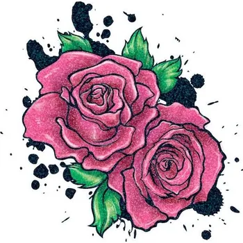Odstranitelné tetování Třpytivé růže s inkoustovými skvrnami - nalepovací tetování
