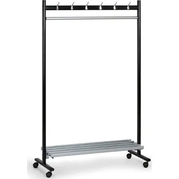 B2B Partner Kovový řadový věšák s odkládací policí - s kolečky, jednostranný 112 x 180 x 46 cm černý
