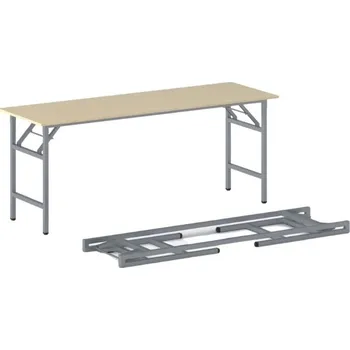 Jednací stůl B2B Partner Konferenční stůl FAST READY, 170x50 cm, šedostříbrná podnož, bříza