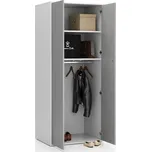 PLAN Kancelářská šatní skříň LAYERS, šatní tyč, 800 x 600 x 1905 mm, bílá / šedá