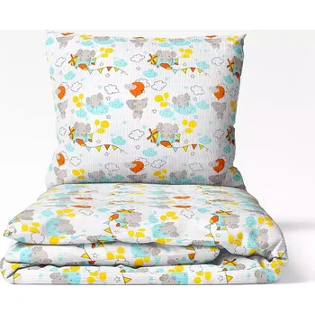 Povlečení Dětské krepové povlečení - létající sloník 140x200+70x90