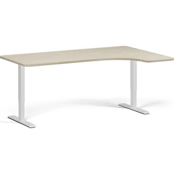 Psací stůl B2B Partner Polohovací stůl se zaoblenými rohy, 180x120 cm, 2 motory, L/P, bílá podnož, dub přírodní