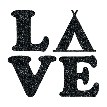 Samolepící dekorace SAMOLEPKA Love camping 002 stanování (85 - Ultra Metalic černá) NA AUTO, NÁLEPKA, FÓLIE, POLEP, TUNING, VLASTNÍ TEXT, TISK, AUTOSAMOLEPKY.cz, POLEPY, OBRÁZEK, LOGO, SAMOLEPKY