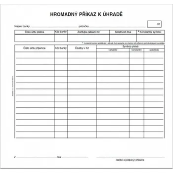 Tiskopis Hromadný příkaz k úhradě 2/3 A4 NCR - PT 110