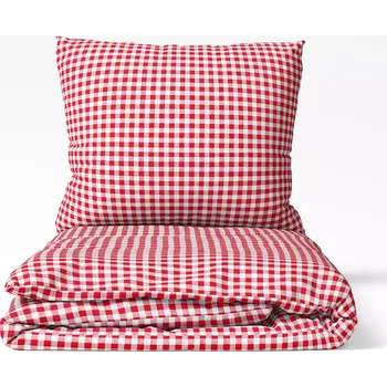 Povlečení Kárované bavlněné povlečení - červené káro 140x220+70x90