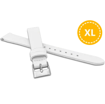 Řemínek na hodinky MINET XL Prodloužený bílý řemínek z luxusní kůže Top Grain - 14 - XL MSSXW14