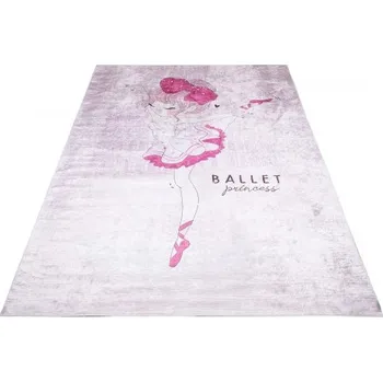Koberec Makro Abra Dětský kusový koberec vhodný k praní BAMBINO 41970 Baletka protiskluzový růžový Rozměr: 80x150 cm