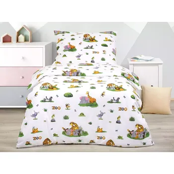 Povlečení Dětské bavlněné povlečení - ZOO na bílé 140x200+70x90