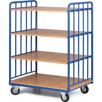 Stavebniny B2B Partner Policový vozík, 4 police, 2 bočnice s výplní, nosnost 300 kg