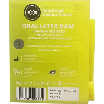 Kondom EXS Oral Latex Dams Flavoured Banana 1pc