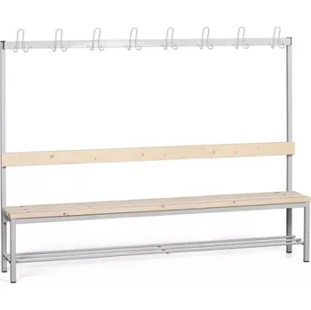 B2B Partner Šatní lavice s věšákem a botníkem, sedák - latě, délka 2000 mm, šedé nohy