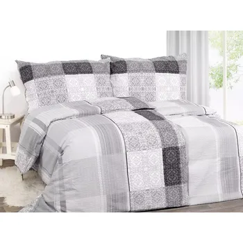 Povlečení Krepové povlečení - šedo-černý zámecký vzor 140x220+70x90