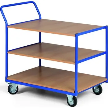 B2B Partner Policový vozík, 3 dřevotřískové police, nosnost 400 kg