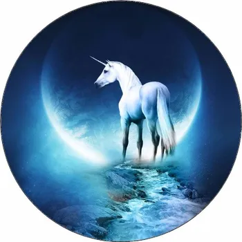 Jedlá dekorace na dort Jedlý papír jednorožec a měsíc 19,5 cm