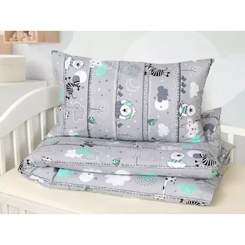 Povlečení Dětské bavlněné povlečení - mintoví medvídci - do postýlky 90x140+40x60