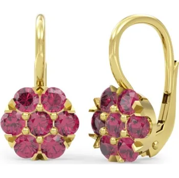 Šperk Couple, Květinové náušnice Carin, žluté zlato s&nbsp;červenými zirkony, Patent dívčí, 585-66-3-0281.0Z00.0.00.004.07