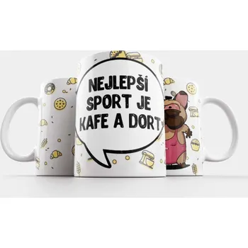 Hrnek Nejlepší sport je kafe a dort - Oranžová