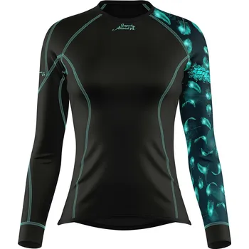 Dámské funkční triko s dlouhým rukávem BIRD černá Bamboo Thermo - Azurová / XL