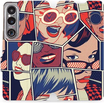 Pouzdro na mobilní telefon Flipové pouzdro Mobiwear - Sony Xperia 1 VI - VP18P Komiks (Knížkové flip pouzdro, obal, kryt na mobil Sony Xperia 1 VI - VP18P Komiks, materiál Umělá kůže + TPU - ochrana 360°, stojánek, silikonová vanička, magnetické zavírání)
