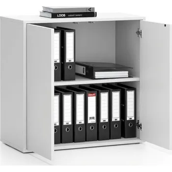 Nábytek B2B Partner Kancelářská skřínka s dveřmi LAYERS, krátká, 800 x 400 x 777 mm, bílá