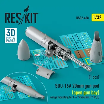 Plastikový model Reskit 1/32 SUU-16A 20mm gun pod (opened) wings mounting