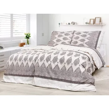 Povlečení Bavlněné povlečení - malované hnědé srdce 140x200+70x90