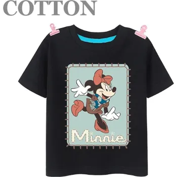 Dívčí oblečení Minnie Mouse Dětské bavlněné tričko s roztomilým potiskem "Minnie Mouse" Barva: černá (styl 5), Velikost: 9-10 let