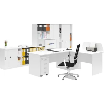 Kancelářská sestava Sestava kancelářského nábytku MIRELLI, typ B, bílá