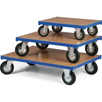 Plošinový vozík Pojízdná plošina, 1200x800 mm, nosnost 300 kg, kola 160 mm s černou pryží