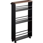 Černý kovový pojízdný regál Yamazaki Tower 80,5 x 47,5 cm